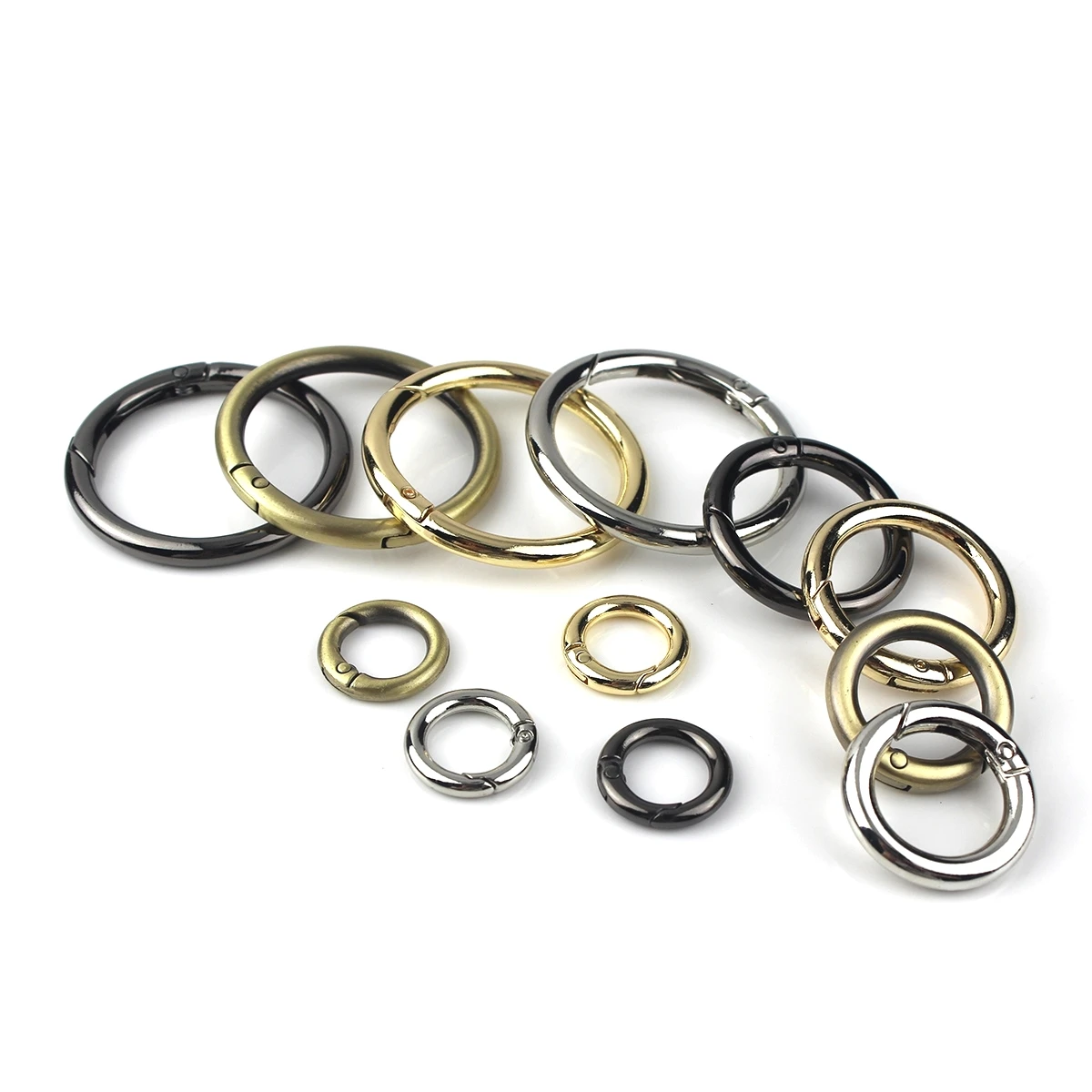 Metal Spring Gate O Ring Openable Keyring Leather Craft Bag Belt Strap Buckle Trigger Snap Clasp Clip Connector DIY Accessory