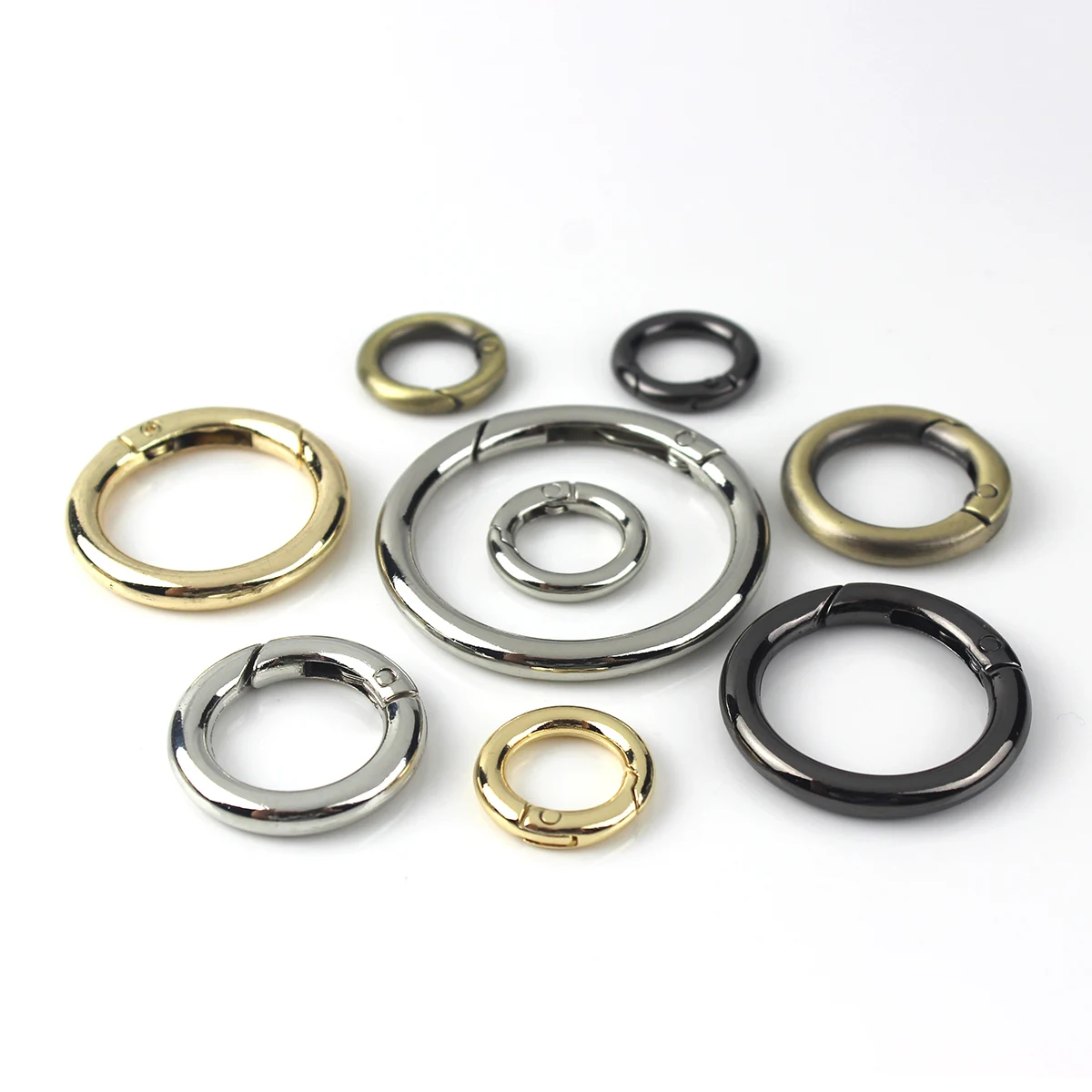 Metal Spring Gate O Ring Openable Keyring Leather Craft Bag Belt Strap Buckle Trigger Snap Clasp Clip Connector DIY Accessory