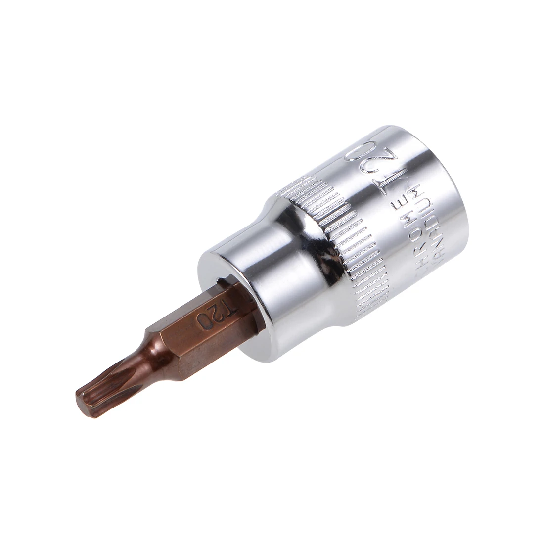 3/8-Inch Drive Bit Sockets Torx T20/30/40/45/50/55/60 S2 Steel 48mm Length Brass Silver Tone DIY Automotive Repairs Hand Tool