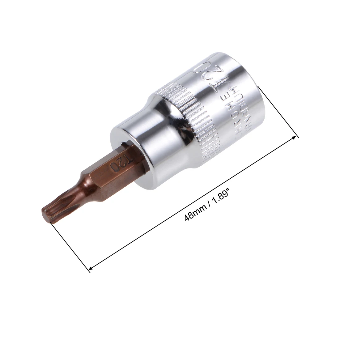 3/8-Inch Drive Bit Sockets Torx T20/30/40/45/50/55/60 S2 Steel 48mm Length Brass Silver Tone DIY Automotive Repairs Hand Tool