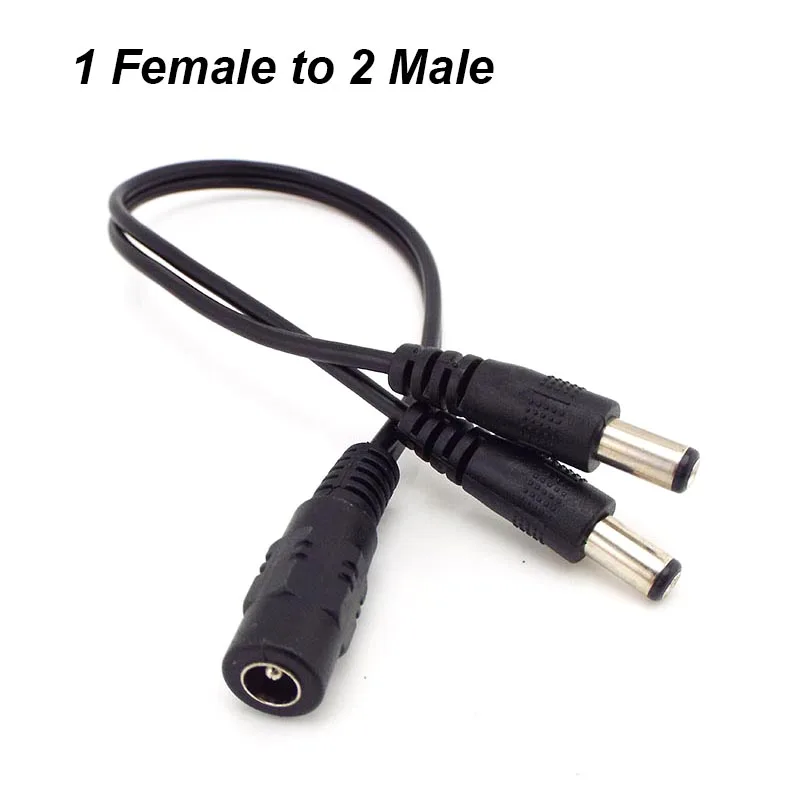 1 Female To 2 Male and 1 Male To 2 Female Plug Jack Splitter Connector Supply DC Power Cable For CCTV Camera LED Strip