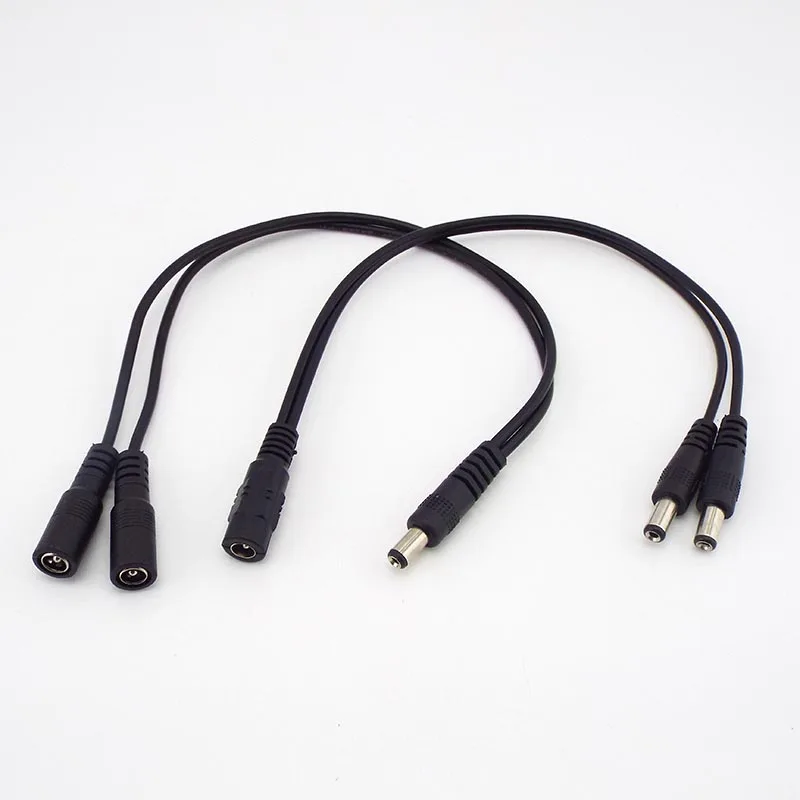 1 Female To 2 Male and 1 Male To 2 Female Plug Jack Splitter Connector Supply DC Power Cable For CCTV Camera LED Strip