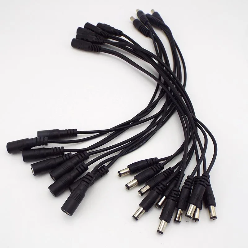 1 Female To 2 Male and 1 Male To 2 Female Plug Jack Splitter Connector Supply DC Power Cable For CCTV Camera LED Strip