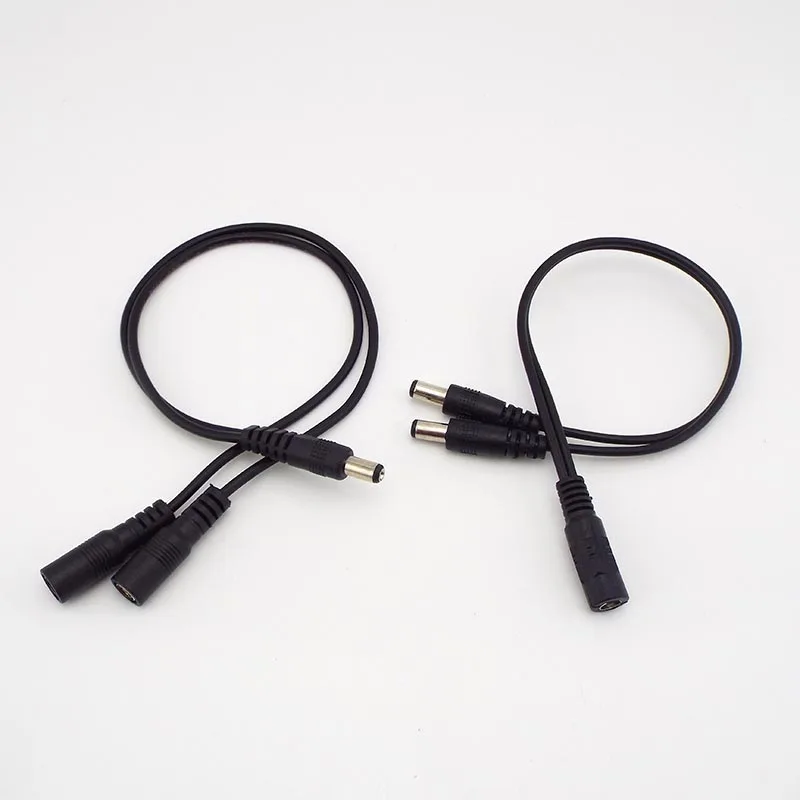 1 Female To 2 Male and 1 Male To 2 Female Plug Jack Splitter Connector Supply DC Power Cable For CCTV Camera LED Strip