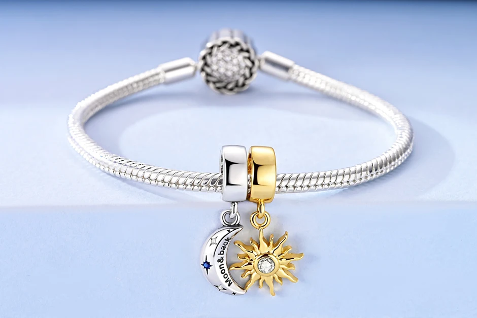 925 Sterling Silver Charms Fit Original Bracelets Star Moon Sun Spaceman Pendant Beads DIY Women Necklaces Jewelry