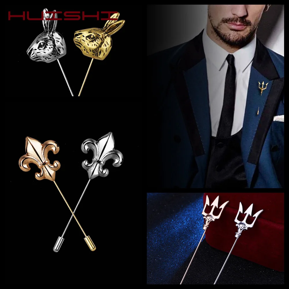 HUISHI Vintage Brooch Men Women Jewelry Accessories Gold Slivery Vintage Shape Suit Brooch Pin For Wedding Fashion Jewelry Retro