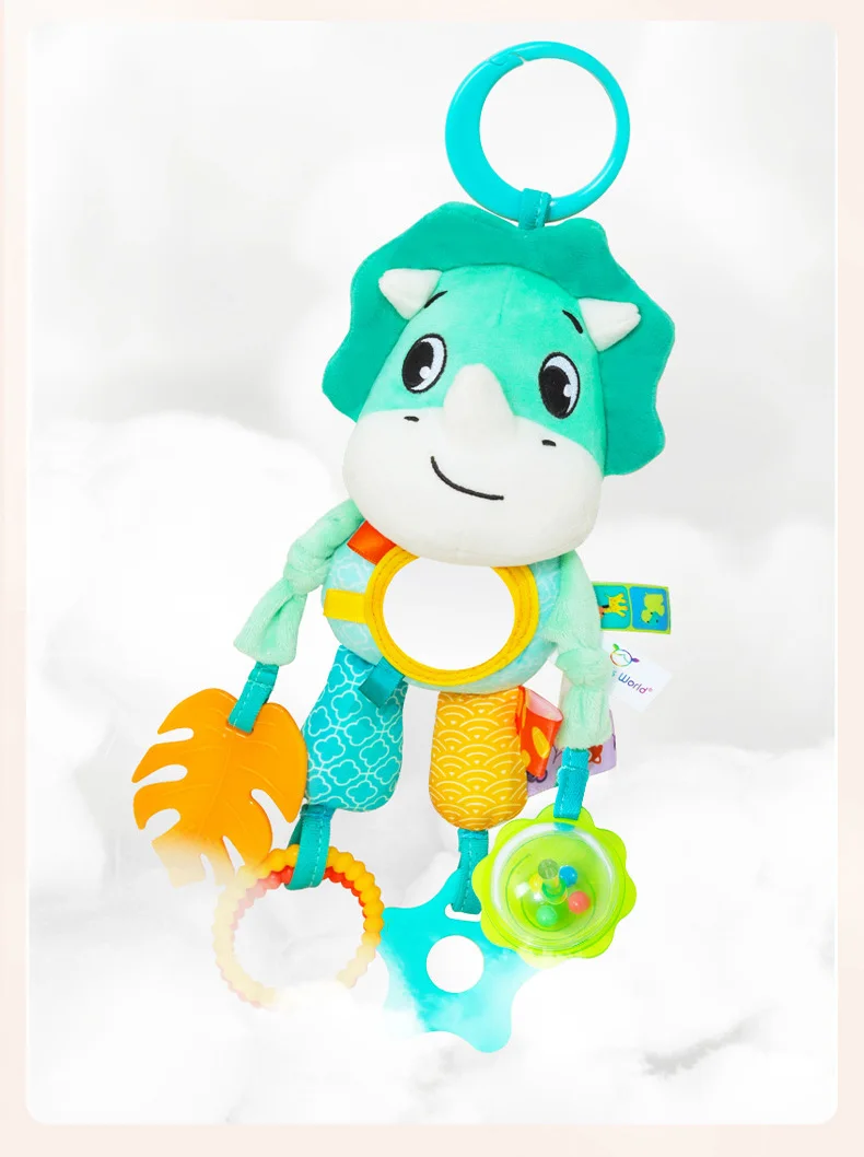 Baby Car Seat Toys Baby Hanging Toys Stroller Crib Gym or CarSeat with Teether Rattle & Tummy Time Mirror Sensory Toys Gifts