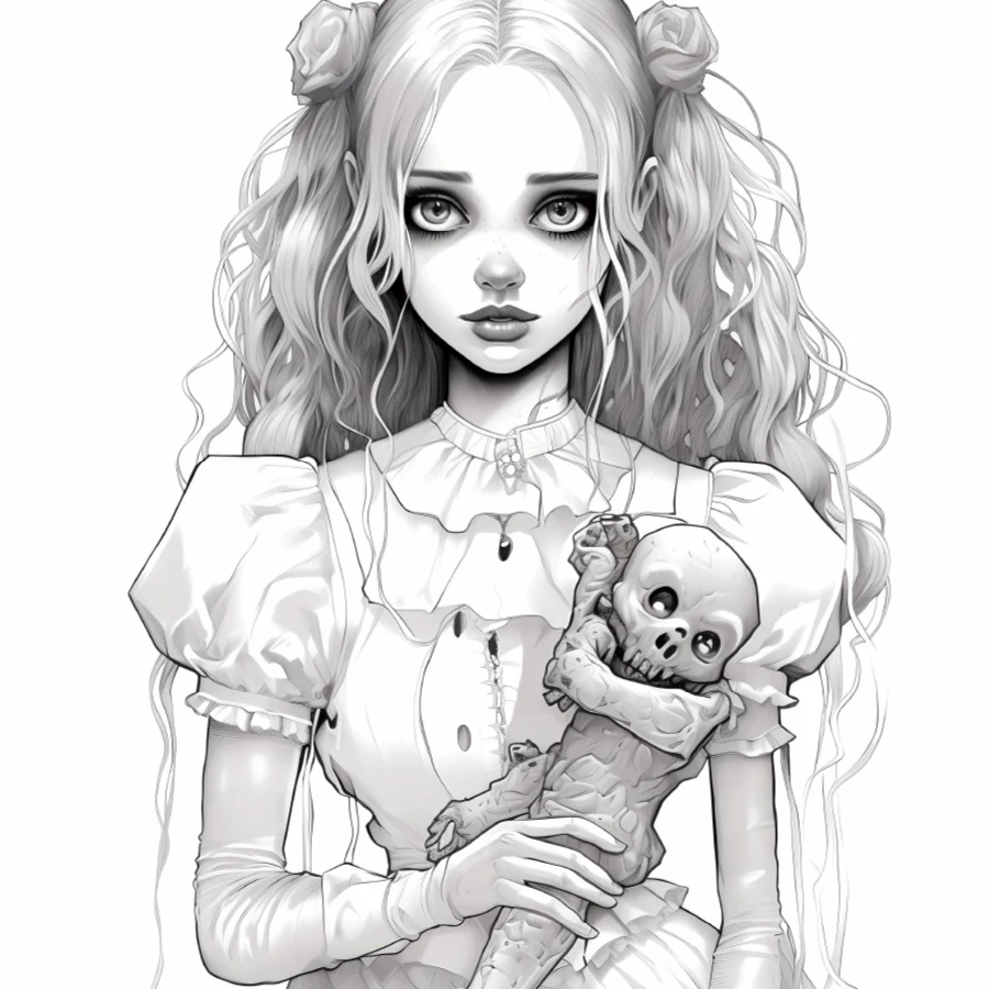 Horror Doll Coloring Book 20Page Gift For Birthday Party Relieve Stress Kill Time Graffiti Painting Drawing Adult Picture Books