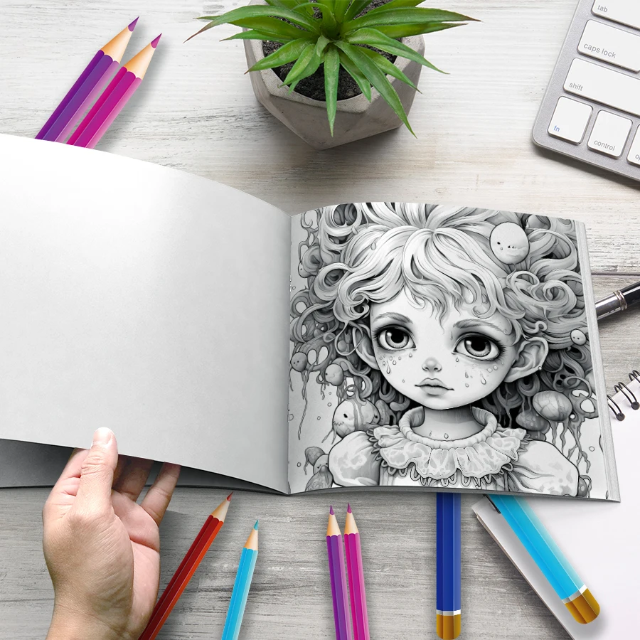 Horror Doll Coloring Book 20Page Gift For Birthday Party Relieve Stress Kill Time Graffiti Painting Drawing Adult Picture Books