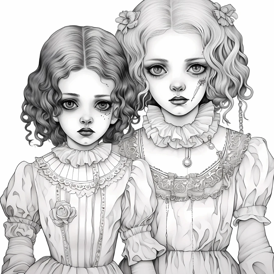 Horror Doll Coloring Book 20Page Gift For Birthday Party Relieve Stress Kill Time Graffiti Painting Drawing Adult Picture Books