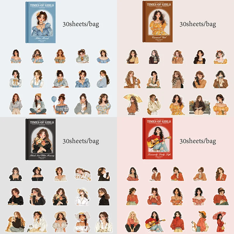 Mr Paper 90Pcs/bag Girly Times Series PET Waterproof Stickers DIY Notebook Tablet Phone Case Creative Handbook Stickers