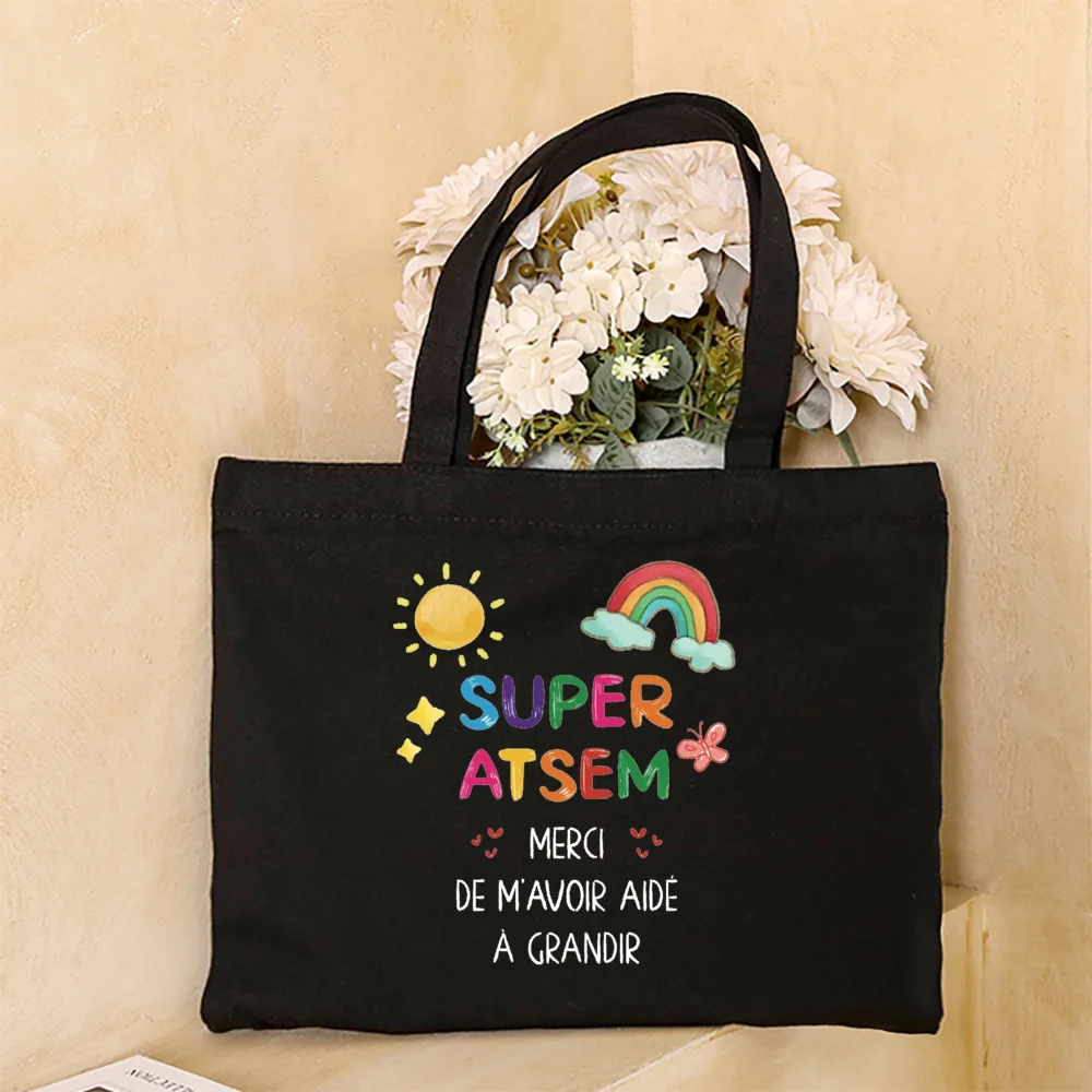 Thank You My ATSEM Whom I Adore Print Tote Bag Women Shoulder Bag Teacher Life Shopping Bag Teacher's Day Best Gift for Teachers