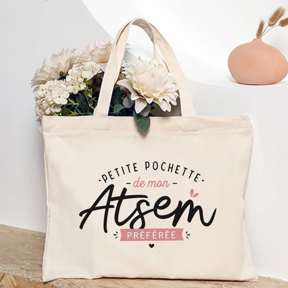 Thank You My ATSEM Whom I Adore Print Tote Bag Women Shoulder Bag Teacher Life Shopping Bag Teacher's Day Best Gift for Teachers