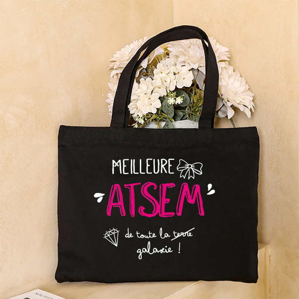 Thank You My ATSEM Whom I Adore Print Tote Bag Women Shoulder Bag Teacher Life Shopping Bag Teacher's Day Best Gift for Teachers