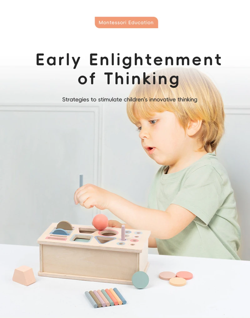 Baby Object Permanent Box Montessori Wooden Toy Color Sorting Shape Matching Box Coin Ball Drop Sensory Box Fine Motor Skills To