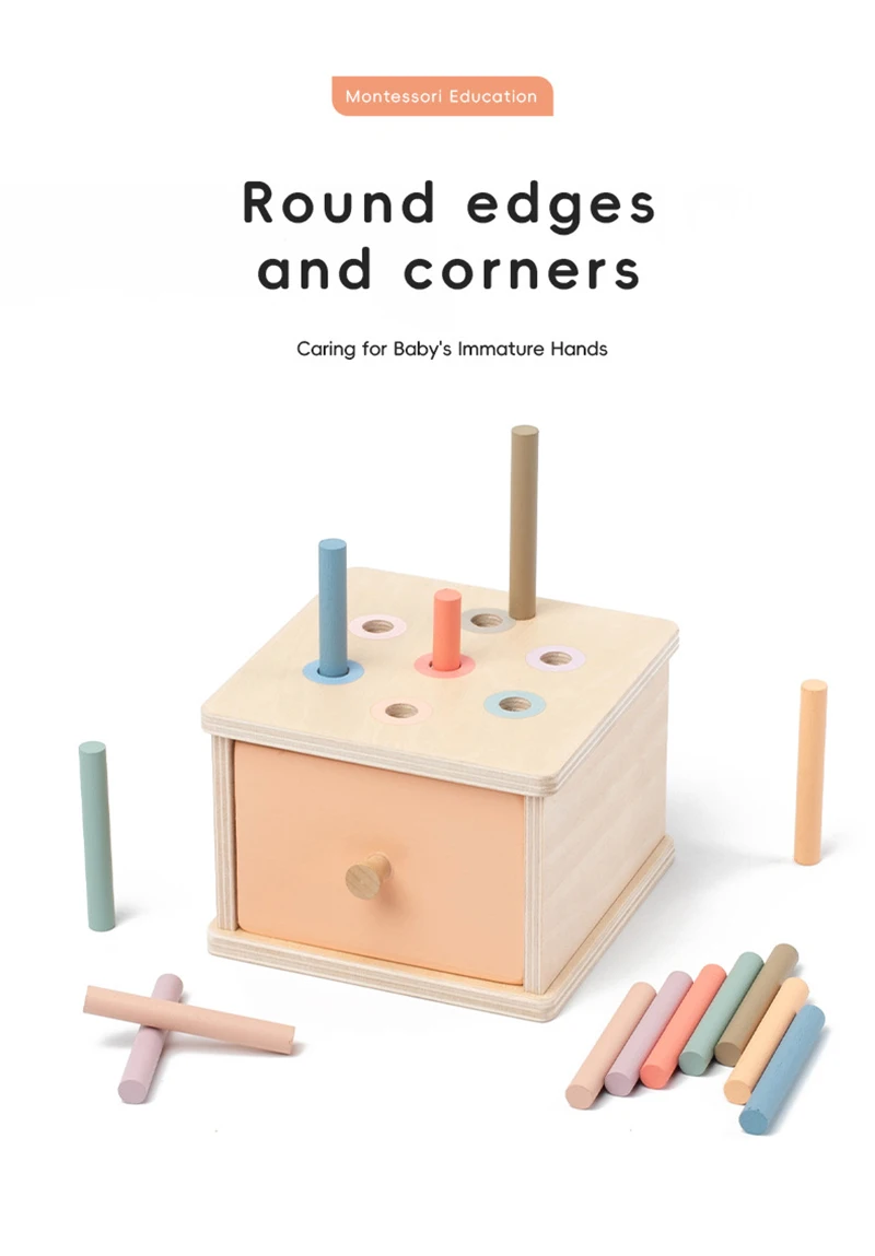 Baby Object Permanent Box Montessori Wooden Toy Color Sorting Shape Matching Box Coin Ball Drop Sensory Box Fine Motor Skills To