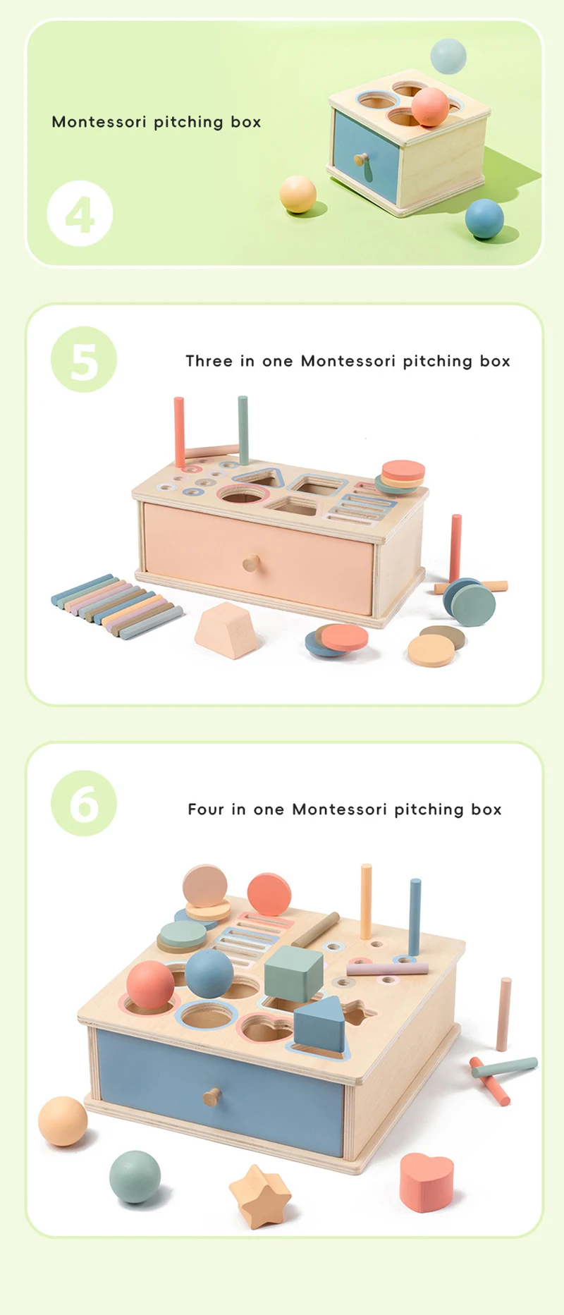 Baby Object Permanent Box Montessori Wooden Toy Color Sorting Shape Matching Box Coin Ball Drop Sensory Box Fine Motor Skills To
