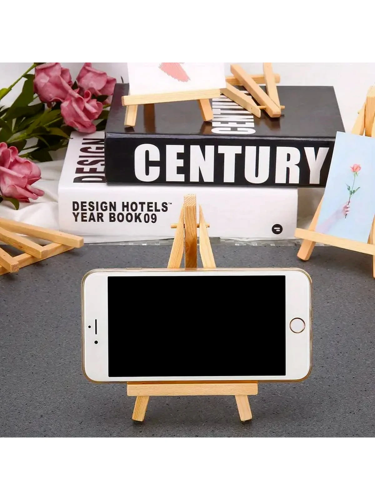 Mini Wooden Artist Easel, Compact Tabletop Display Stand, Foldable, Adjustable Holder for Wedding Cards, Paintings Artwork