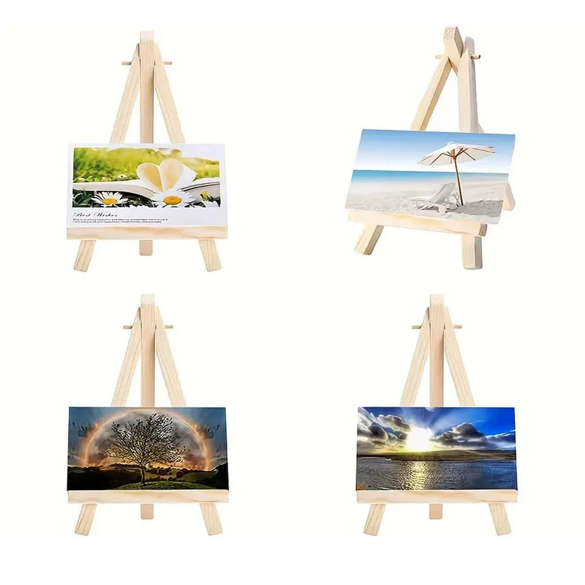 Mini Wooden Artist Easel, Compact Tabletop Display Stand, Foldable, Adjustable Holder for Wedding Cards, Paintings Artwork