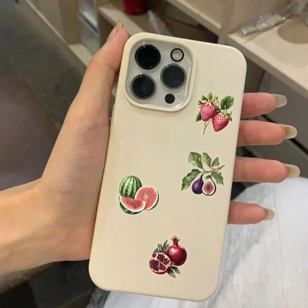 50PCS Retro Fruit Graffiti Stickers Fruit and Vegetable Teaching Stickers Scrapbook Guitar Mobile DIY Waterproof Stickers 