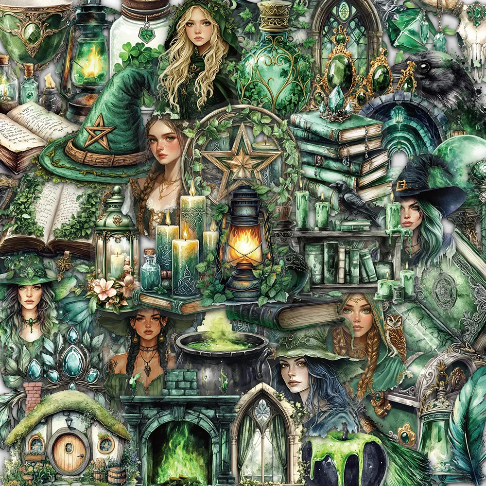 50PCS Witch of the Woods Theme Stickers Scrapbooking Collage Material Decorative Phone Case Frame DIY Waterproof Stickers