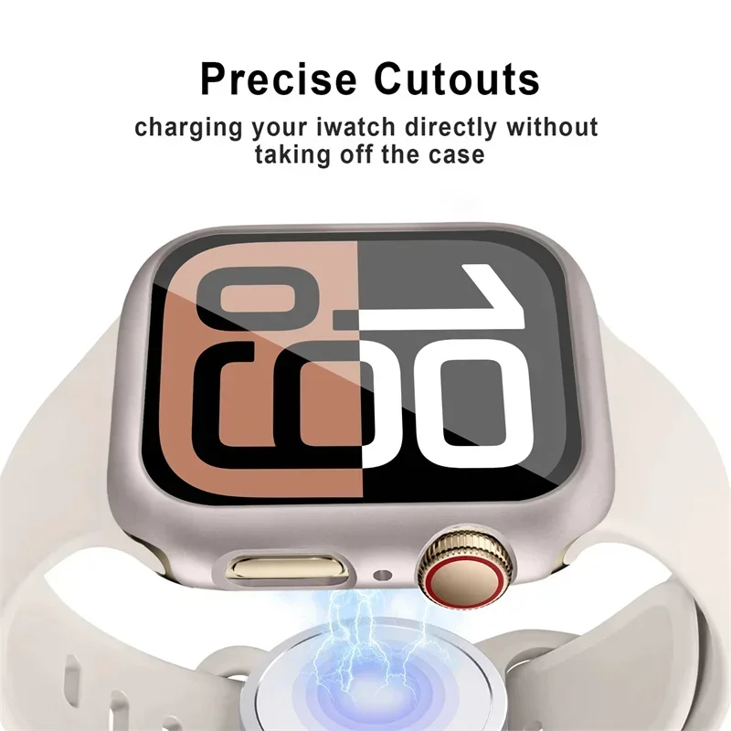 Glass+Cover For Apple Watch case 46mm 42-44mm 40mm 45mm 41mm bumper Screen Protector iwatch series 10 9 8 7 6 5 4 SE Accessories