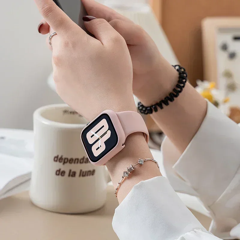 Glass+Cover For Apple Watch case 46mm 42-44mm 40mm 45mm 41mm bumper Screen Protector iwatch series 10 9 8 7 6 5 4 SE Accessories