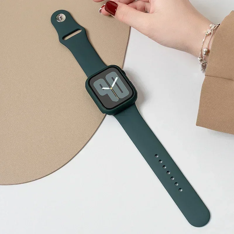Glass+Cover For Apple Watch case 46mm 42-44mm 40mm 45mm 41mm bumper Screen Protector iwatch series 10 9 8 7 6 5 4 SE Accessories