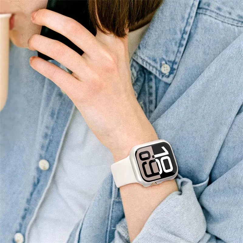 Glass+Cover For Apple Watch case 46mm 42-44mm 40mm 45mm 41mm bumper Screen Protector iwatch series 10 9 8 7 6 5 4 SE Accessories