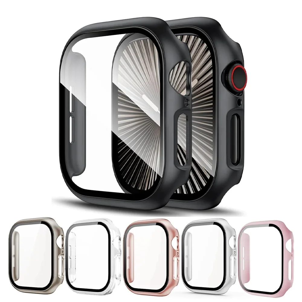 Glass+Cover For Apple Watch case 46mm 42-44mm 40mm 45mm 41mm bumper Screen Protector iwatch series 10 9 8 7 6 5 4 SE Accessories