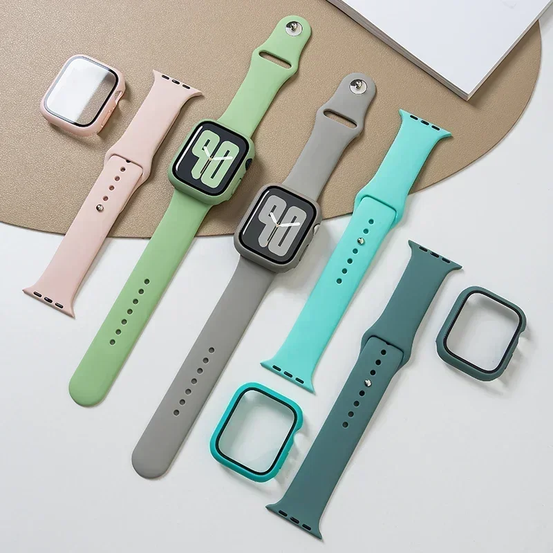 Glass+Cover For Apple Watch case 46mm 42-44mm 40mm 45mm 41mm bumper Screen Protector iwatch series 10 9 8 7 6 5 4 SE Accessories