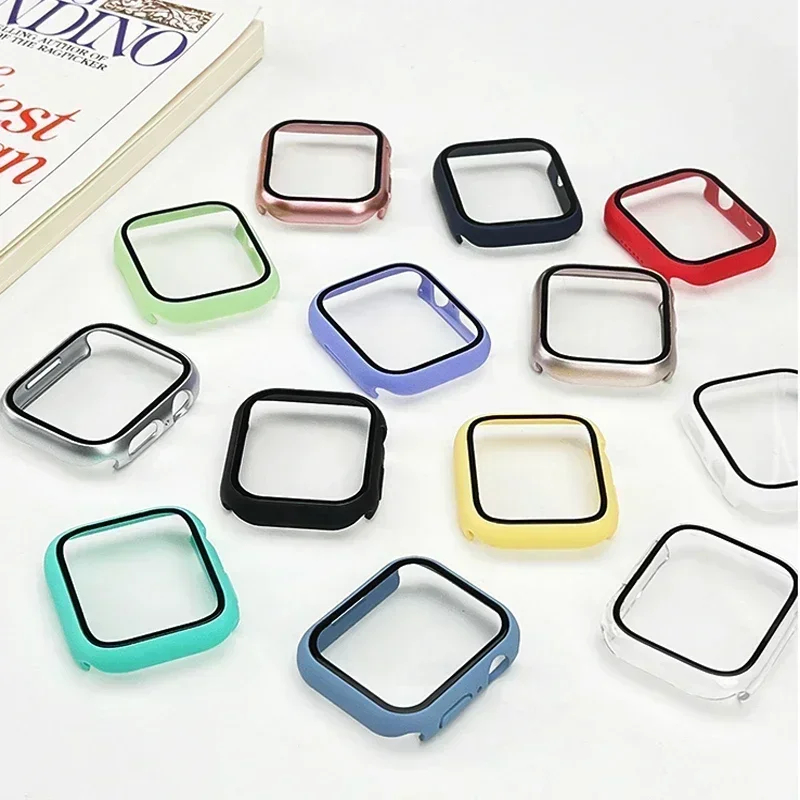 Glass+Cover For Apple Watch case 46mm 42-44mm 40mm 45mm 41mm bumper Screen Protector iwatch series 10 9 8 7 6 5 4 SE Accessories