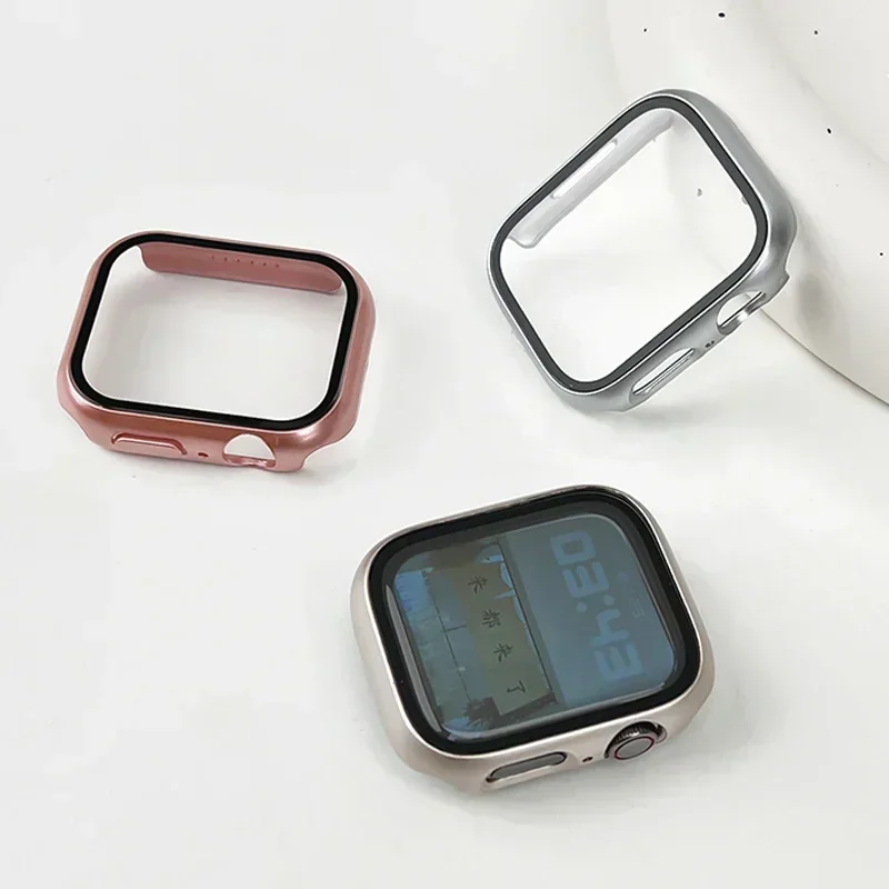 Glass+Cover For Apple Watch case 46mm 42-44mm 40mm 45mm 41mm bumper Screen Protector iwatch series 10 9 8 7 6 5 4 SE Accessories