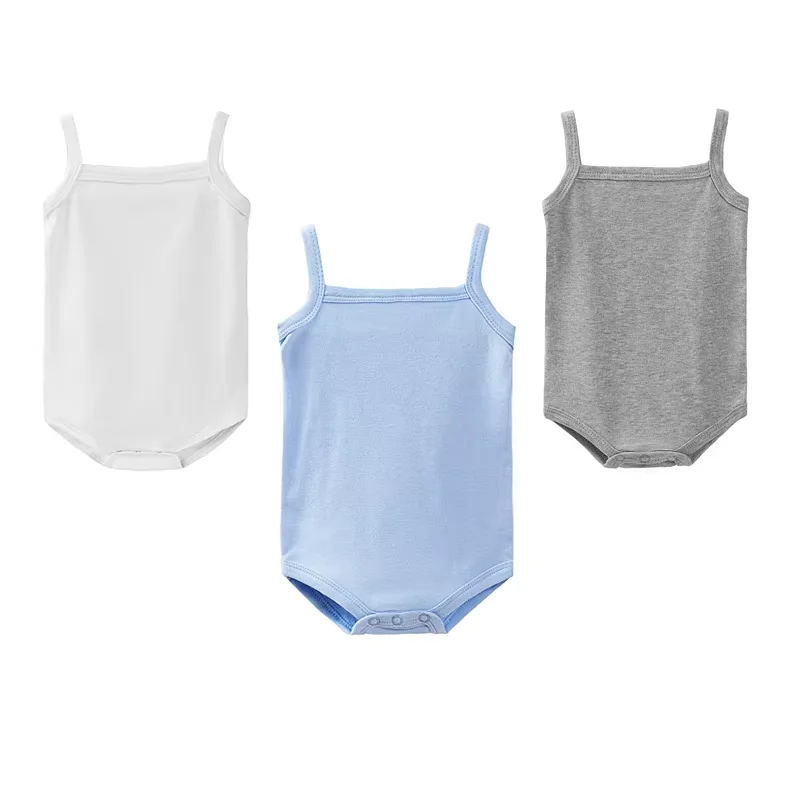 Summer Baby Clothes Boys Girls Bodysuit 0-24 Months Undershirt Thin Section Breathable Sling Onesie Solid Color Infant Bodysuits