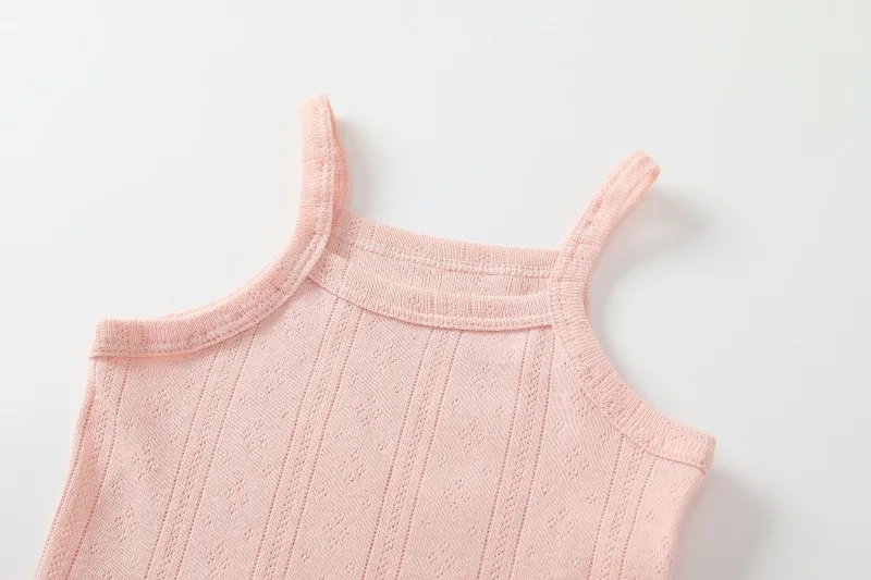 Summer Baby Clothes Boys Girls Bodysuit 0-24 Months Undershirt Thin Section Breathable Sling Onesie Solid Color Infant Bodysuits
