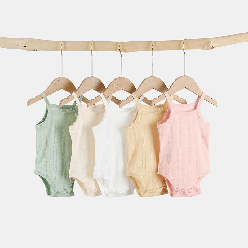 Summer Baby Clothes Boys Girls Bodysuit 0-24 Months Undershirt Thin Section Breathable Sling Onesie Solid Color Infant Bodysuits