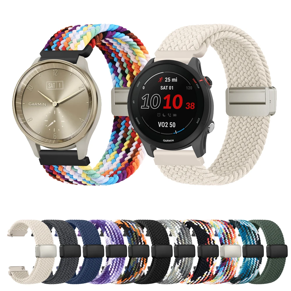 18/20/22mm Braided Strap For Garmin Vivoactive 4 5 3 S/Venu 3 2s Sq 2 Plus/Forerunner 265 255S 645 245 Music/Vivomove Watch Band