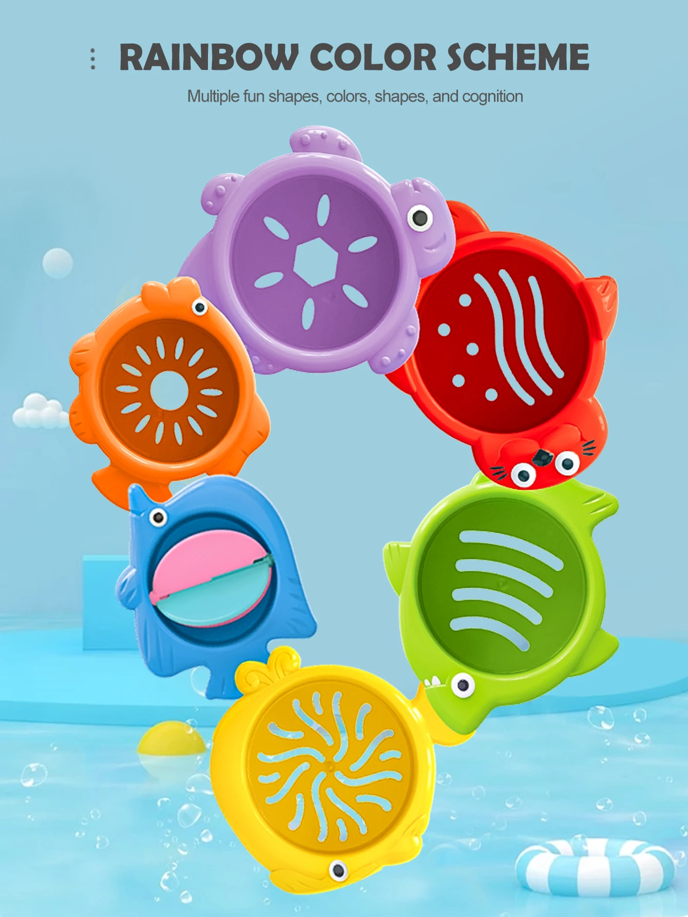 Baby Bath Toys, Stacking Cup Toddler Toy Random Colors Ocean Stacking Tower Bathtub Water Beach Play Bathroom Game Gifts