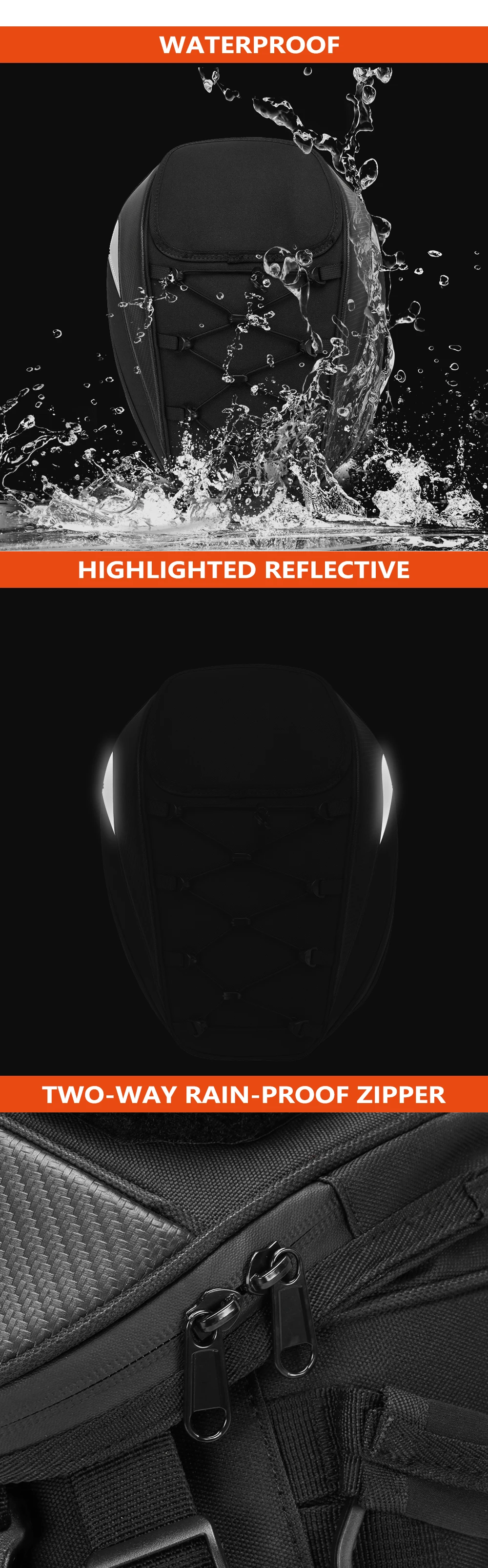 Universal Motorcycle Bag Waterproof Rear Seat Bag Backpack Tail Bag Helmet Bag Storage Bags Motorcycles Dirt Bike Accessories