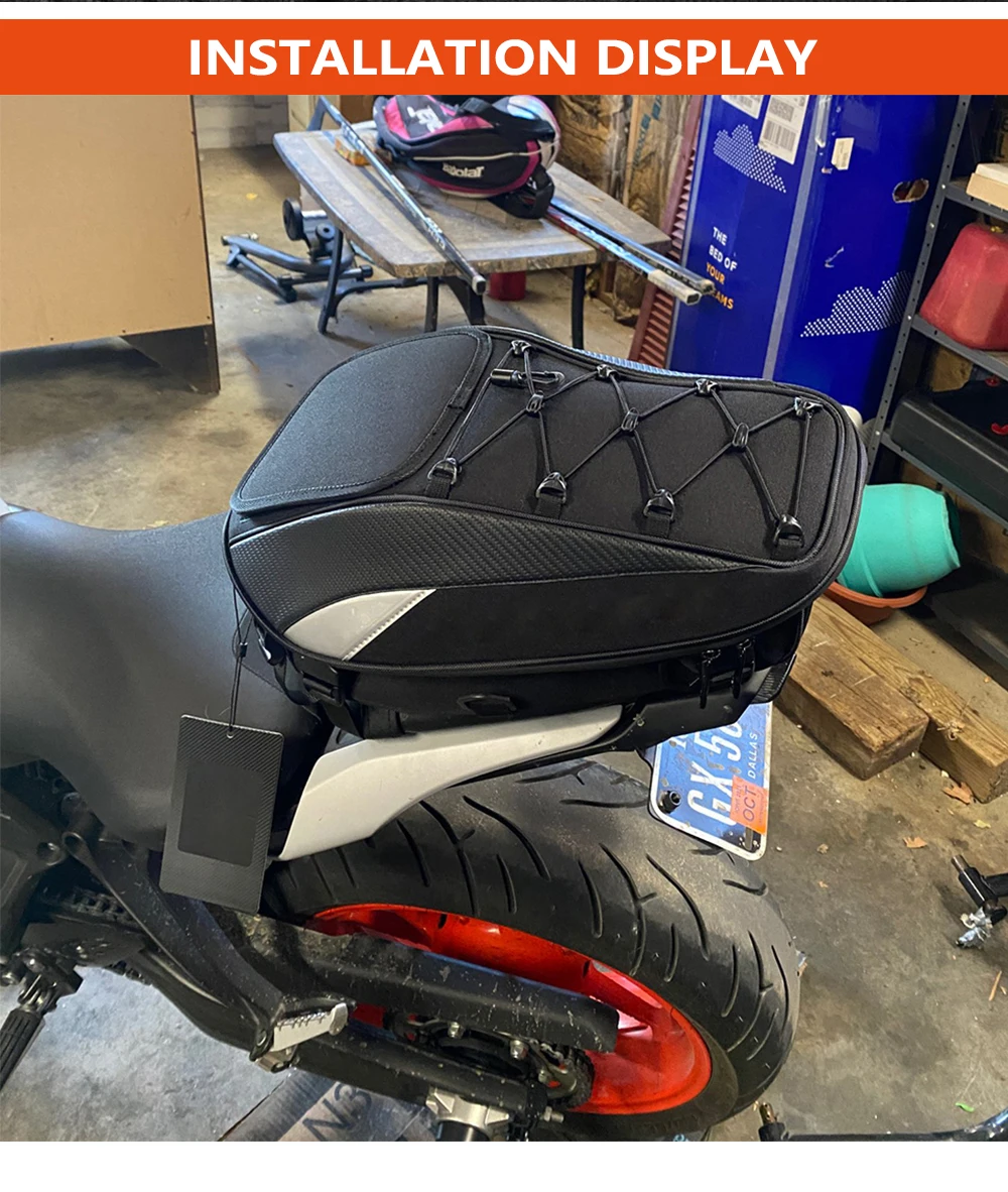 Universal Motorcycle Bag Waterproof Rear Seat Bag Backpack Tail Bag Helmet Bag Storage Bags Motorcycles Dirt Bike Accessories