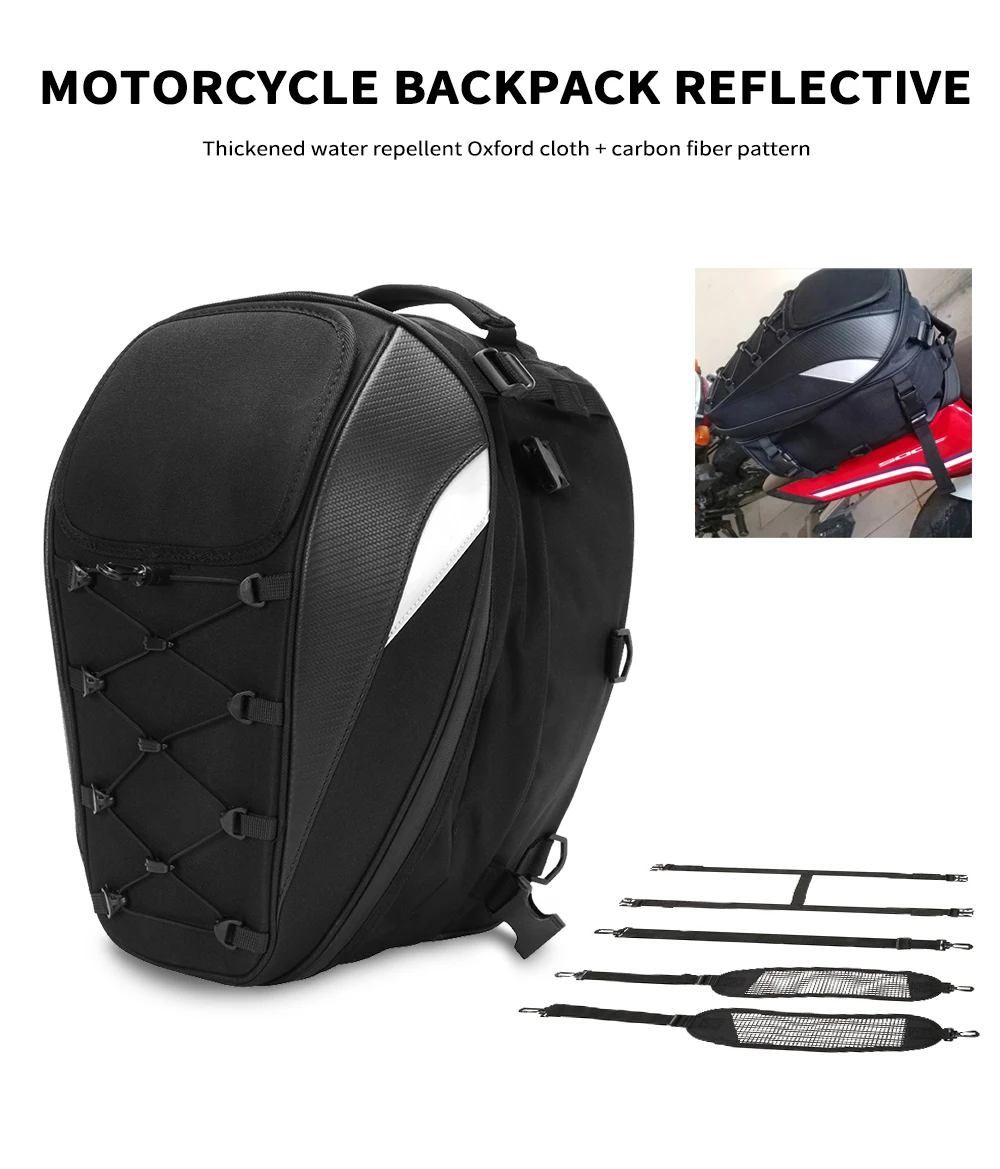 Universal Motorcycle Bag Waterproof Rear Seat Bag Backpack Tail Bag Helmet Bag Storage Bags Motorcycles Dirt Bike Accessories