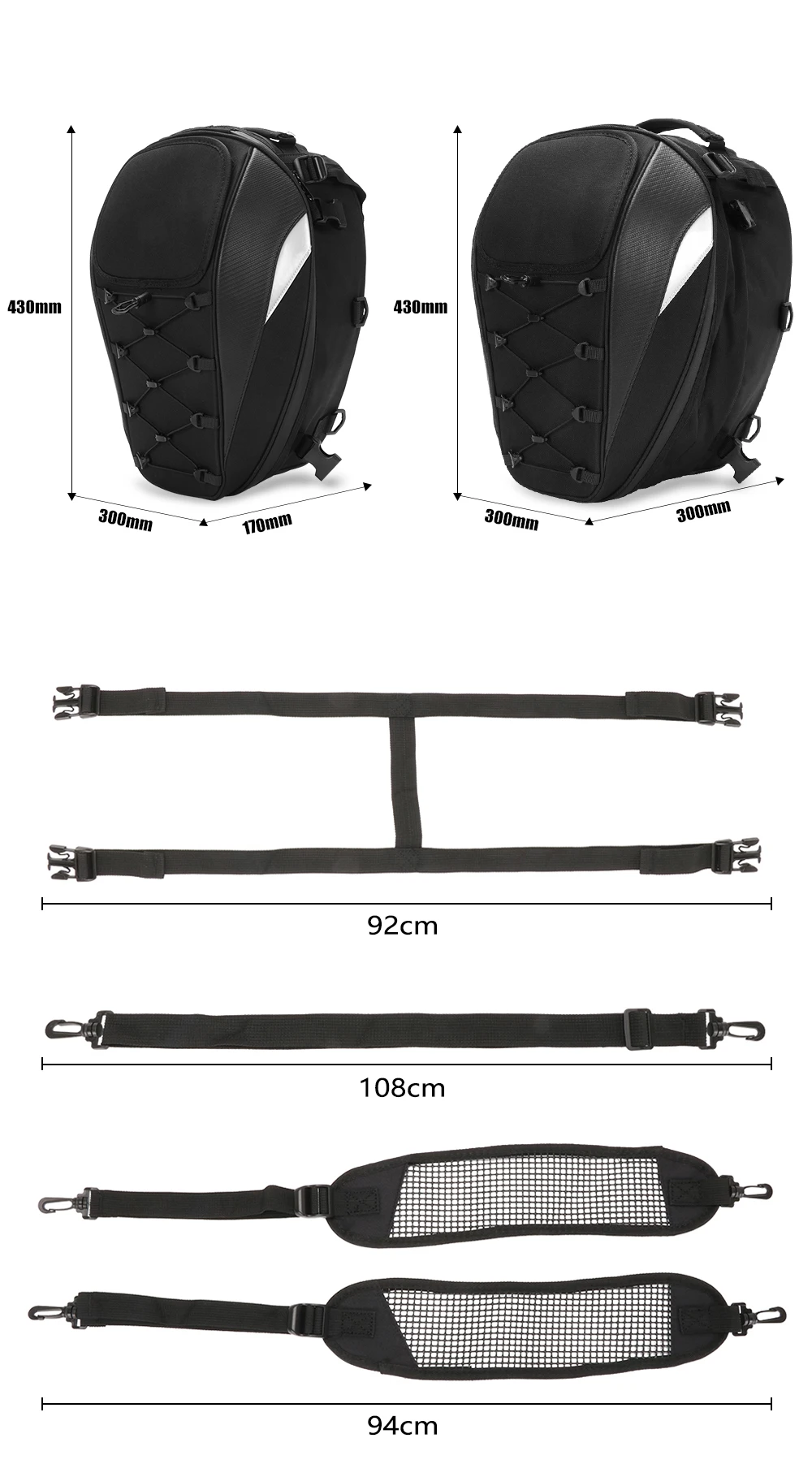Universal Motorcycle Bag Waterproof Rear Seat Bag Backpack Tail Bag Helmet Bag Storage Bags Motorcycles Dirt Bike Accessories