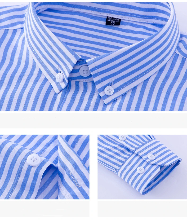 Hot New Men's Formal Shirts Long Sleeve Anti-Wrinkle Office Striped Fashion Business Male Social Plaid Shirt Work Men Clothing