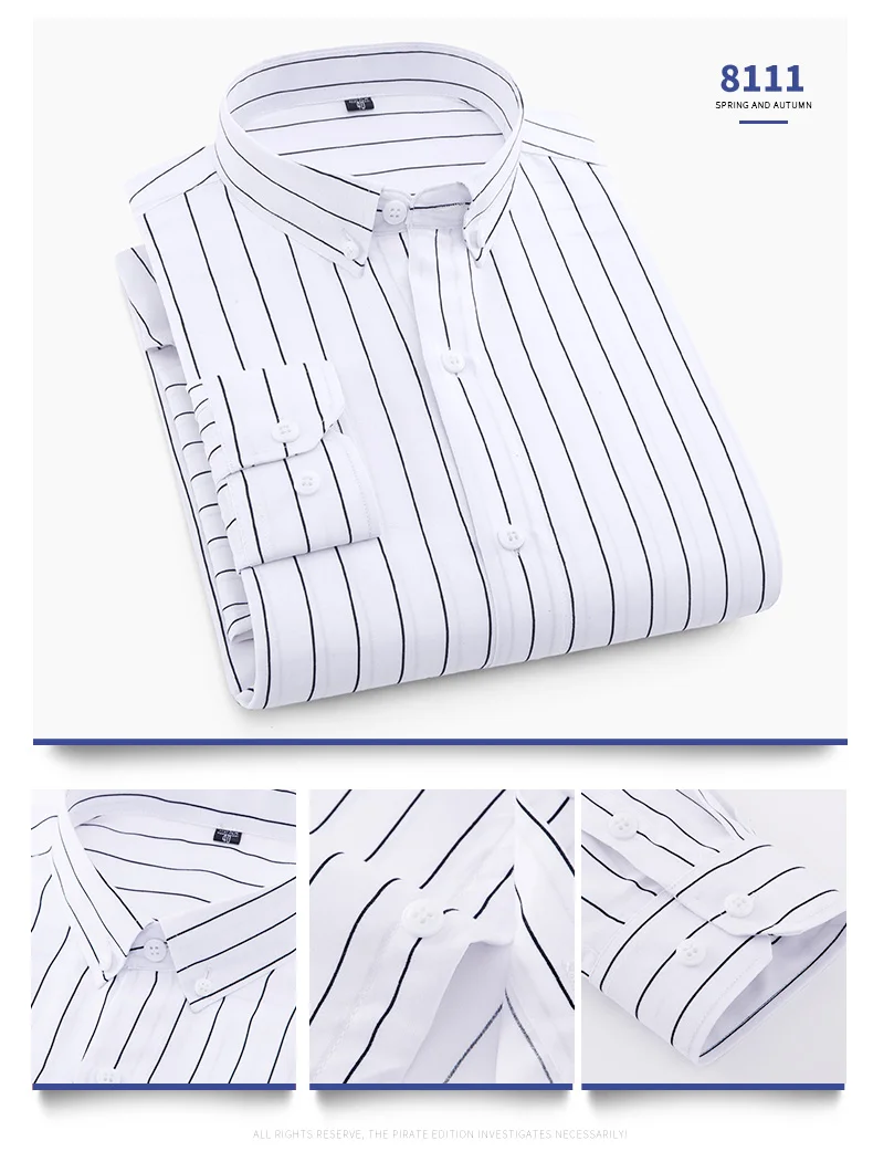 Hot New Men's Formal Shirts Long Sleeve Anti-Wrinkle Office Striped Fashion Business Male Social Plaid Shirt Work Men Clothing