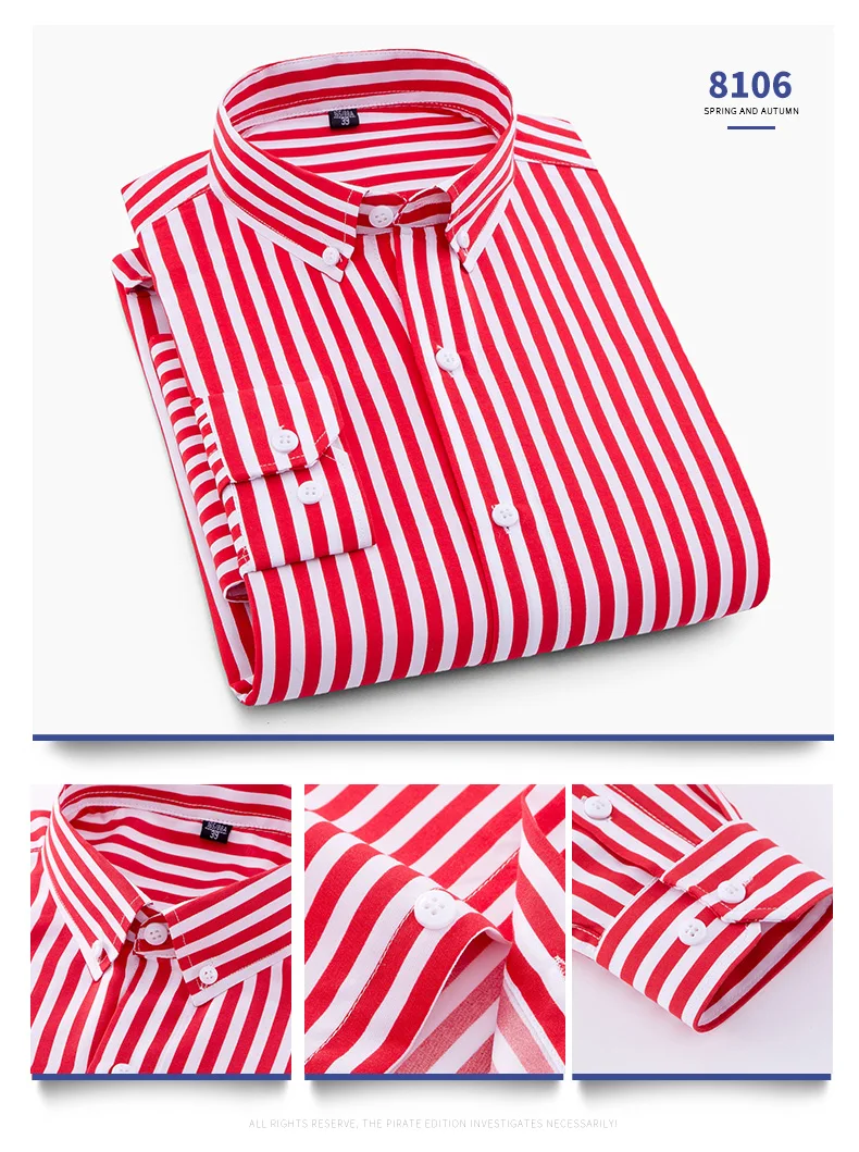 Hot New Men's Formal Shirts Long Sleeve Anti-Wrinkle Office Striped Fashion Business Male Social Plaid Shirt Work Men Clothing