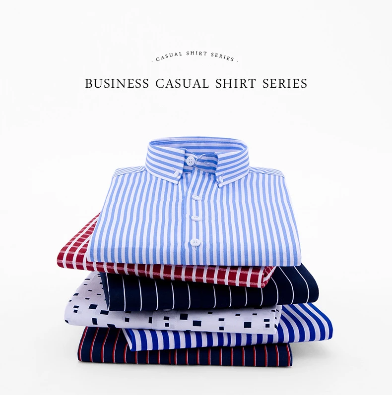 Hot New Men's Formal Shirts Long Sleeve Anti-Wrinkle Office Striped Fashion Business Male Social Plaid Shirt Work Men Clothing