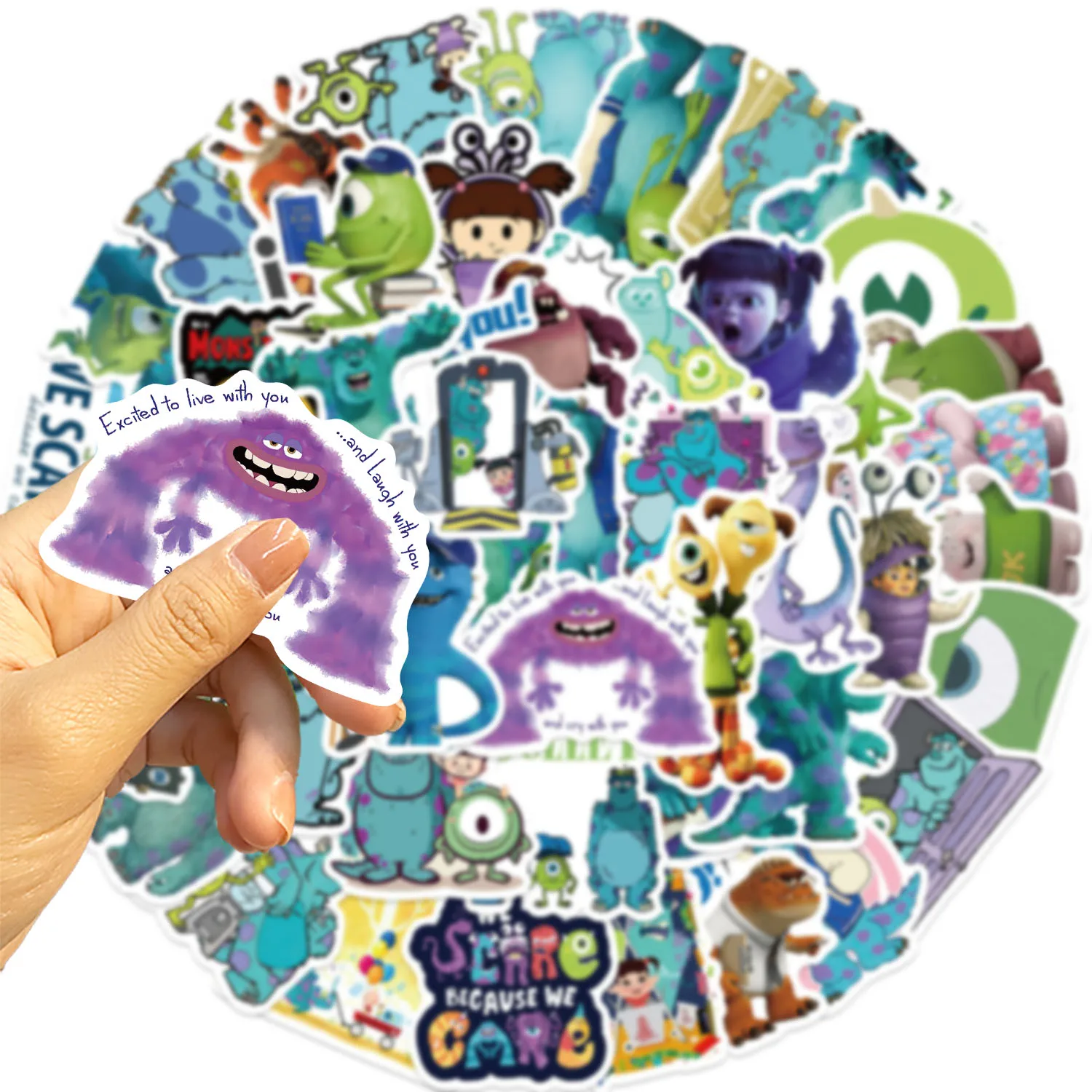 50PCS Fun Cartoon Monsters Inc Graffiti Stickers Scrapbooking Collage Material Phone Cases Guitar Notebooks DIY Decorative