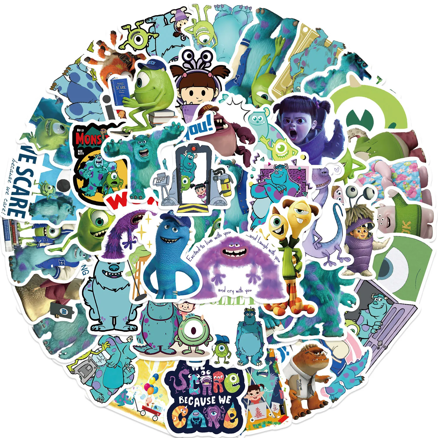 50PCS Fun Cartoon Monsters Inc Graffiti Stickers Scrapbooking Collage Material Phone Cases Guitar Notebooks DIY Decorative