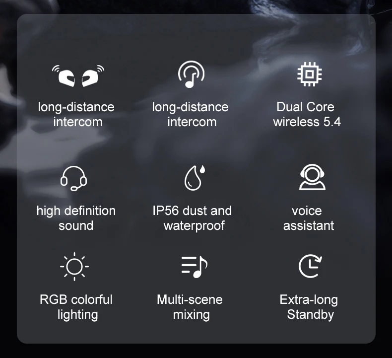 Y12 Pro Motorcycle Helmet Bluetooth Headset Intercom Distance 500M IP56 Dust And Waterproof Voice Assistant Mixing Music Sharing