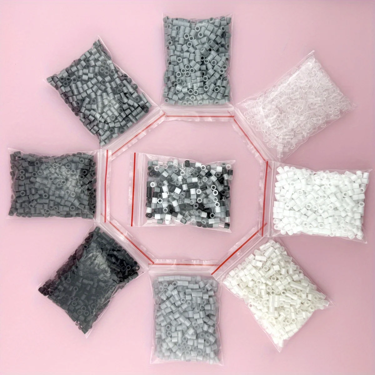 5mm 1000PCS Black, White, Gray, Transparent Color, Complementary Color Set, Hama Bead Iron Fuse Bead DIY Puzzle Pixel Art Gift